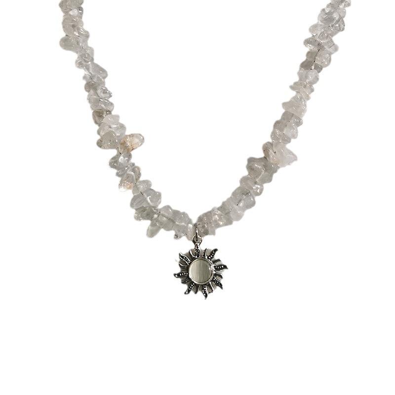 Luxury Irregular Crushed Stone Sunflower Collarbone Necklace Men-Daily Accessories by Firangi Yarn
