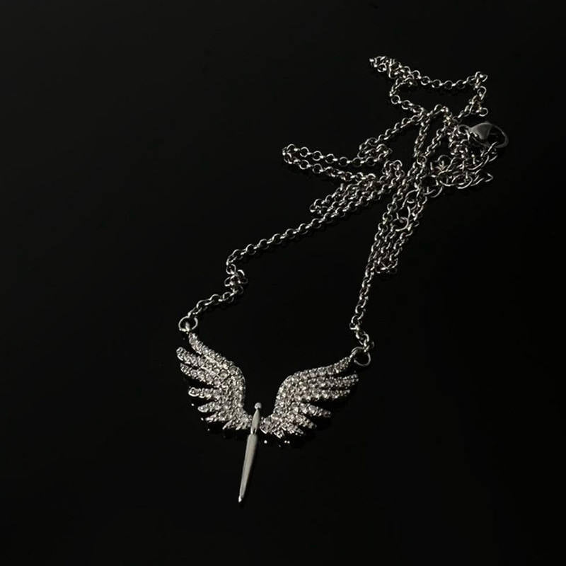 Rhinestone Wings Angel Pendant Necklaces for Men-Daily Accessories by Firangi Yarn