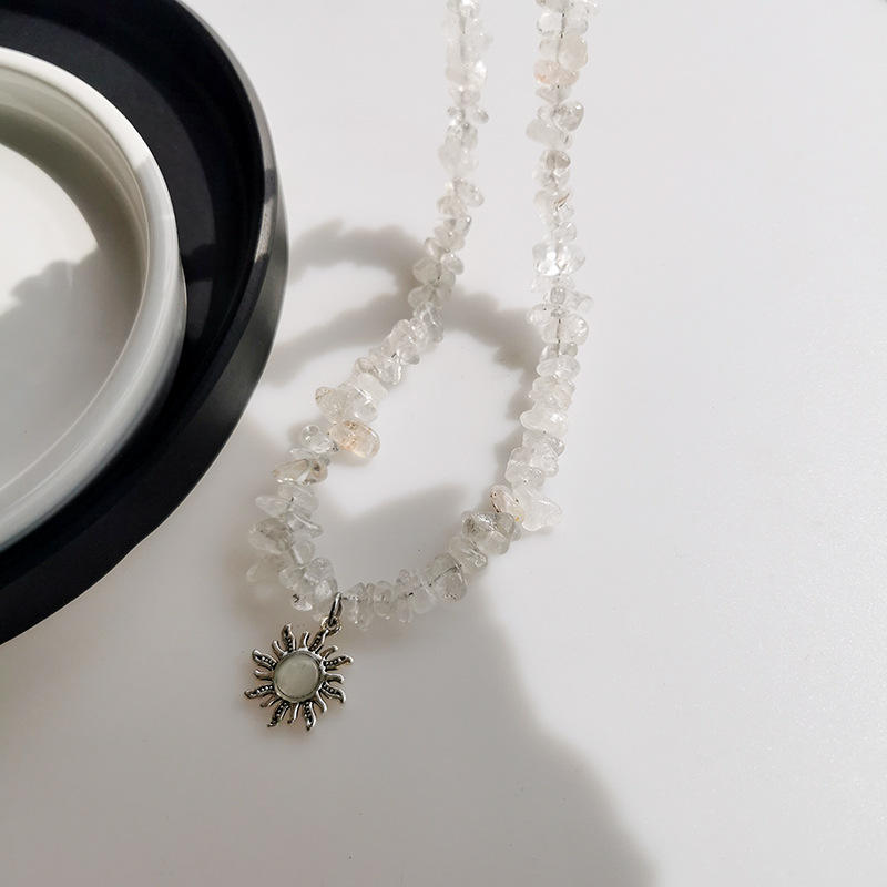 Luxury Irregular Crushed Stone Sunflower Collarbone Necklace Men-Daily Accessories by Firangi Yarn