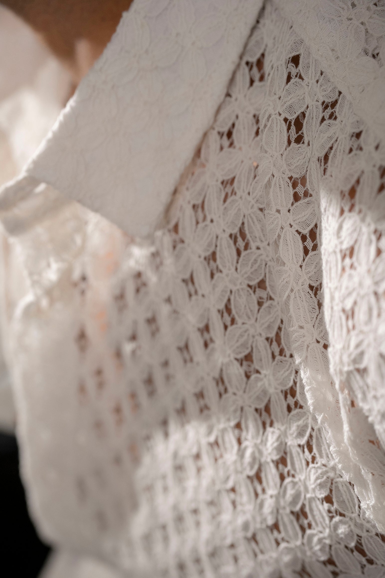 Firangi Yarn Crochet Cotton White Lace Shirt For Men - Full Sleeves