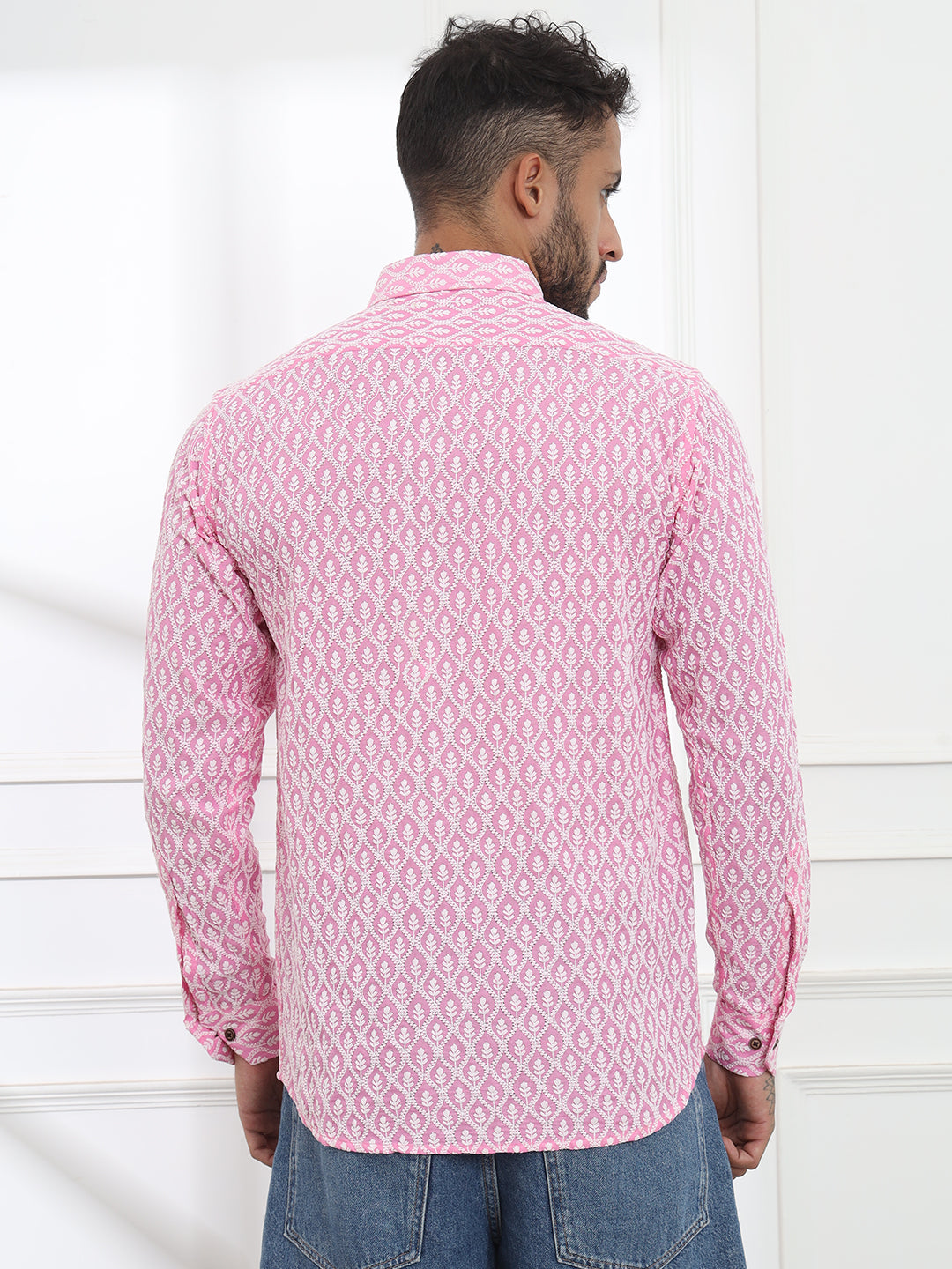 Firangi Yarn Super Soft Full Sleeves Chikankari schiffli Embroided Men