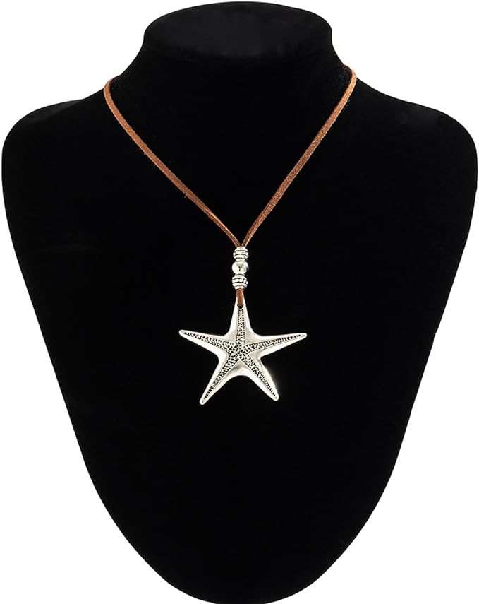 Firangi Yarn Beach Starfish Pendant Velvet Rope Necklace jewellery For Men