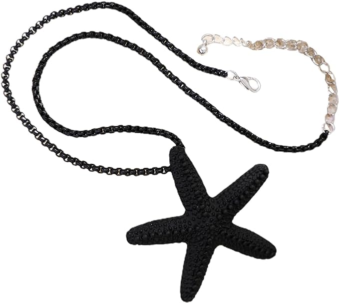 Firangi Yarn Hawaii Ocean style Black Hand Painted Starfish Pendant Clavicle Chain for Men