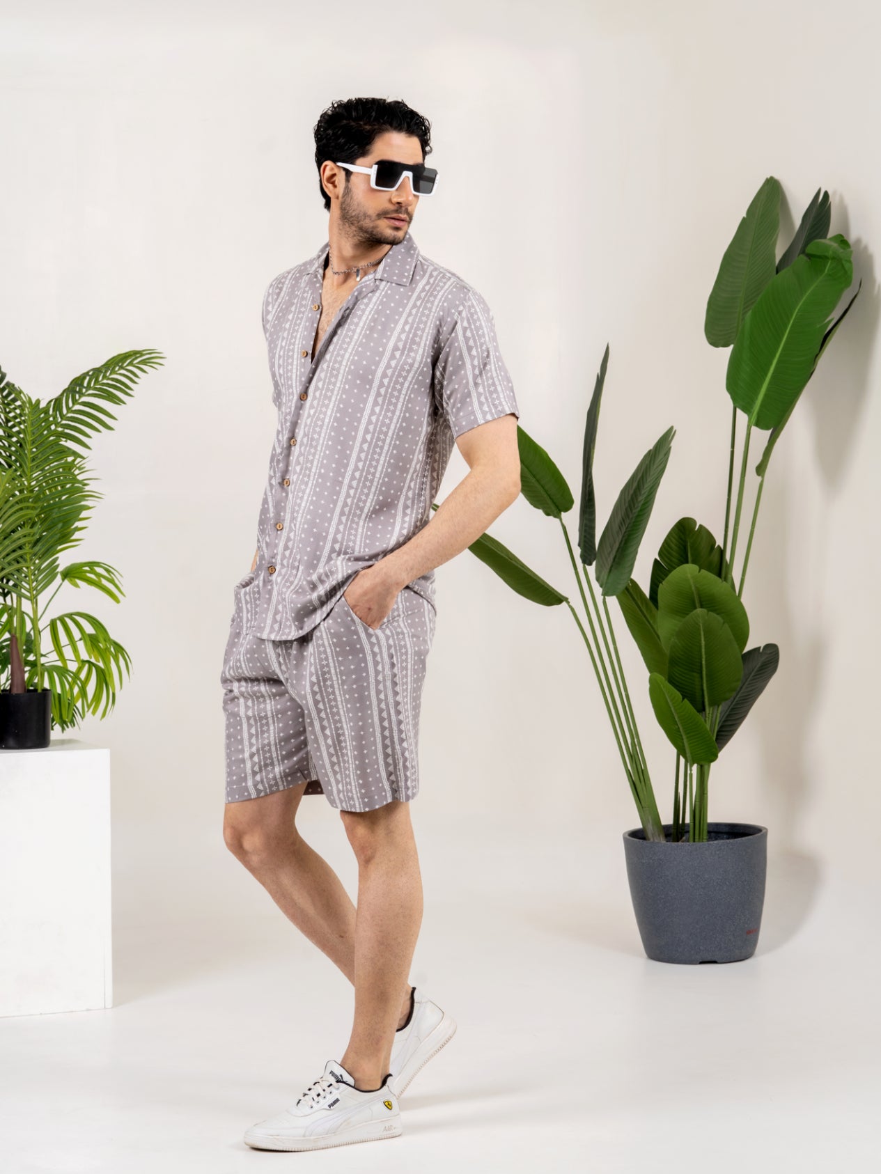 Zidella Elara Co ord Set for Men Cord Set for Holiday Vacations Beach wear  Combo Dress for Men Matching Shirt with Short coords Set for Men (Small) :  : Clothing & Accessories