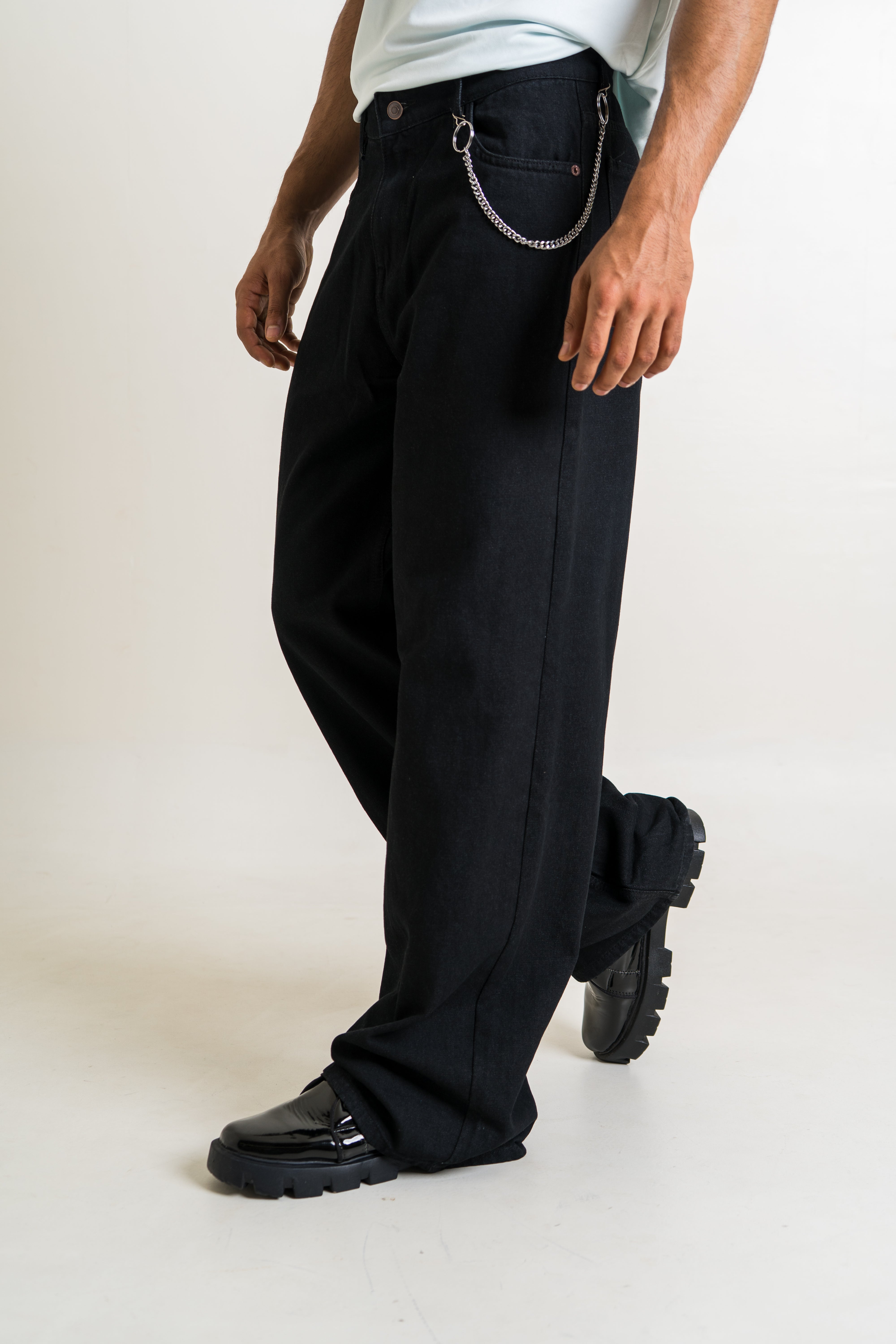 Firangi Yarn Noir Black Drift Wide-Leg Jeans