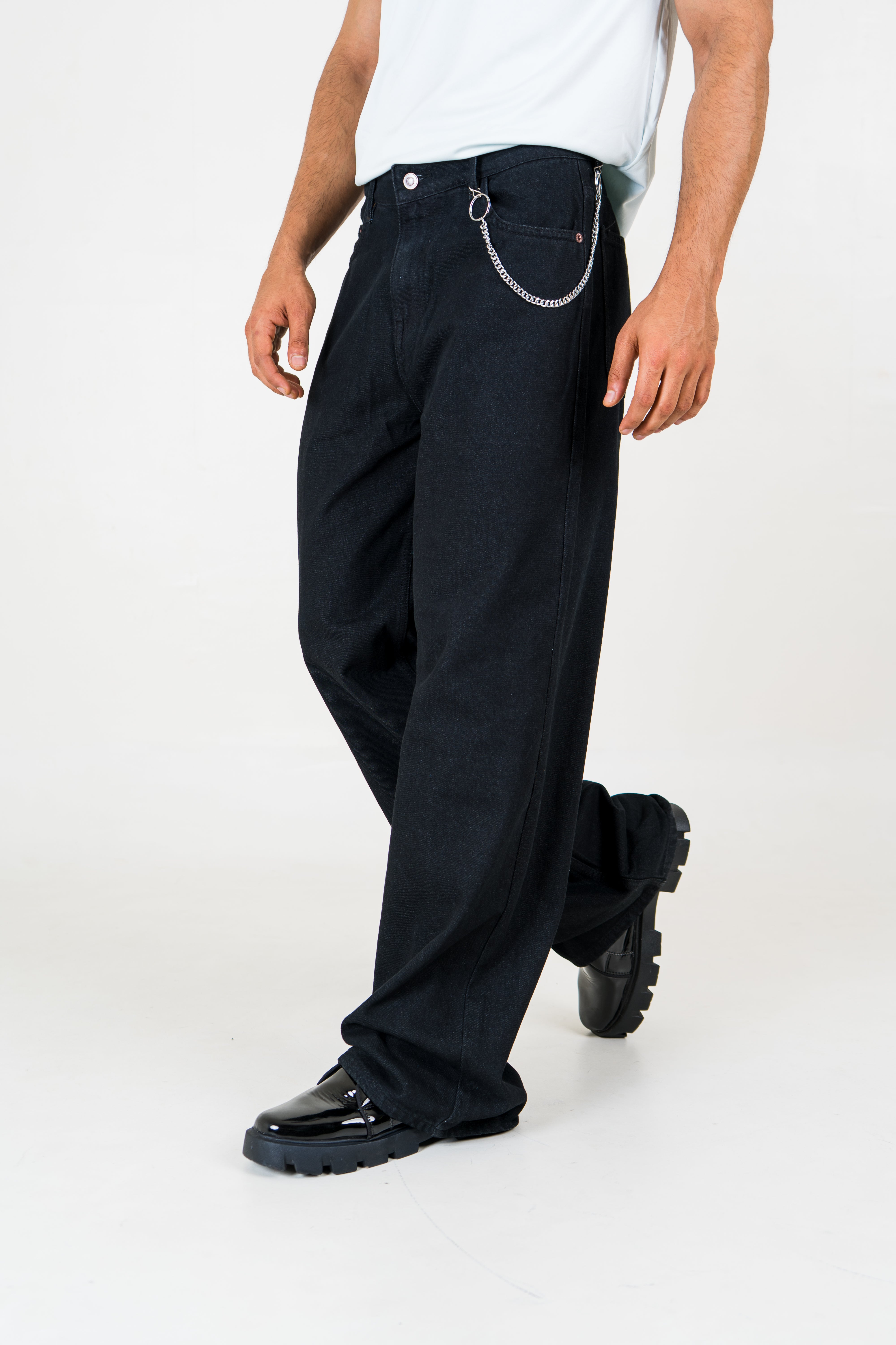 Firangi Yarn Noir Black Drift Wide-Leg Jeans