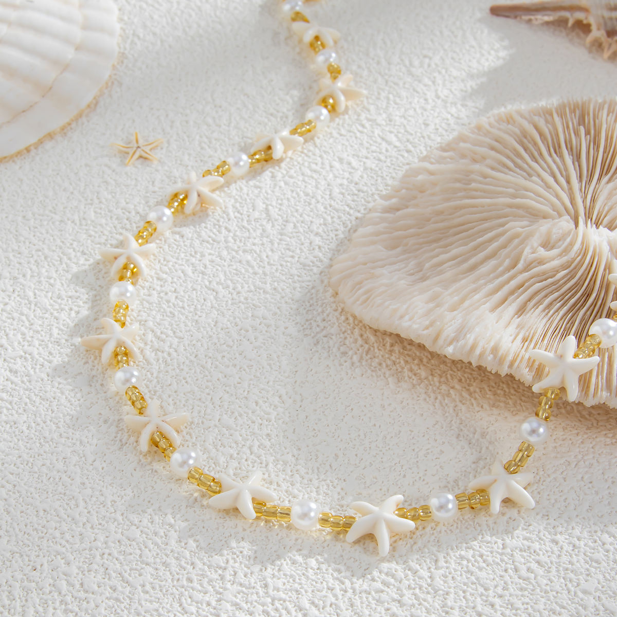 Firangi Yarn Boho Seed Beads Starfish Adjustable Choker Necklace for Men