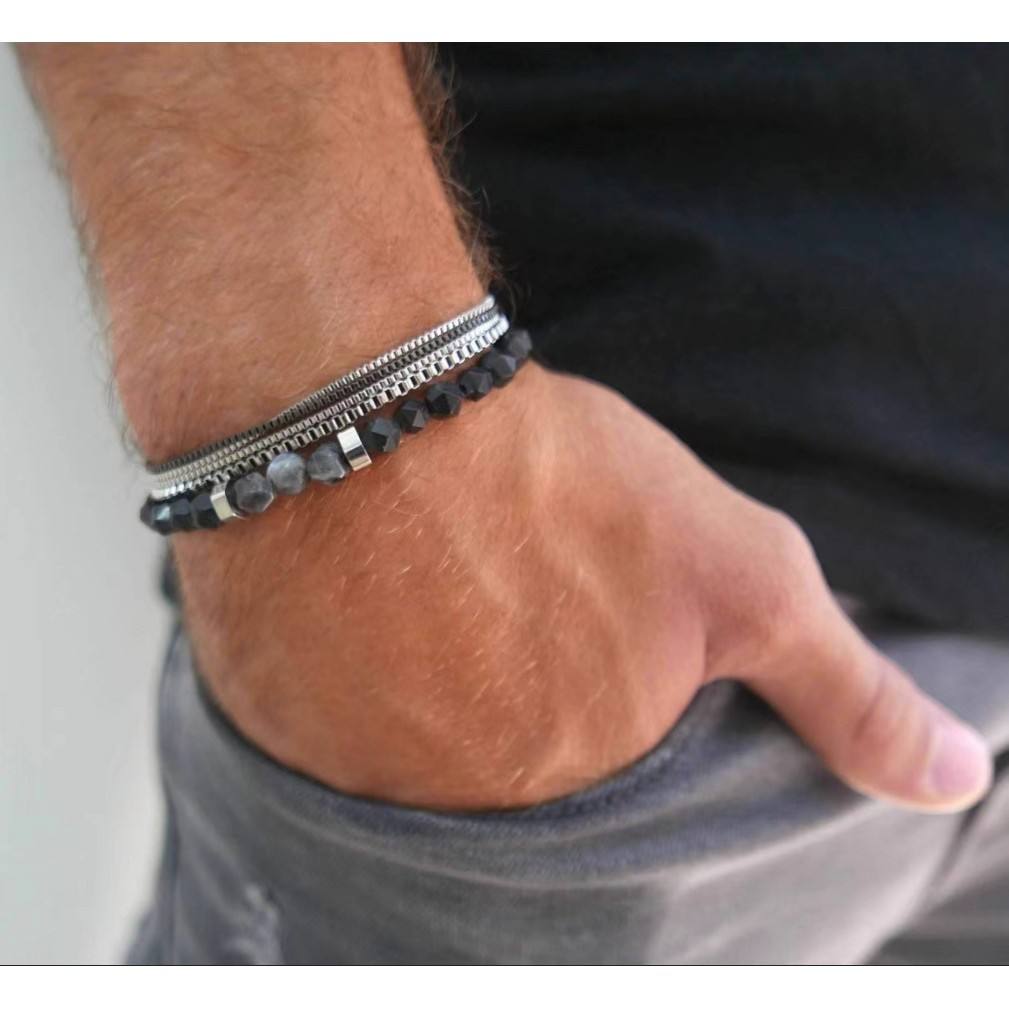 Diamond Cutting Beads Layered Chains Bracelet Set for Men - Daily Accessories by Firangi Yarn