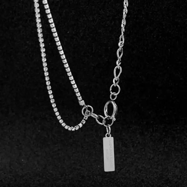 Firangi Yarn Men's Square Charm American Diamond Necklace Jewellery