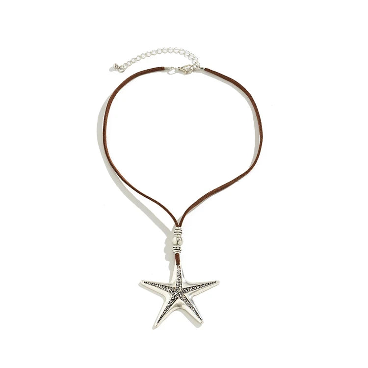 Firangi Yarn Beach Starfish Pendant Velvet Rope Necklace jewellery For Men
