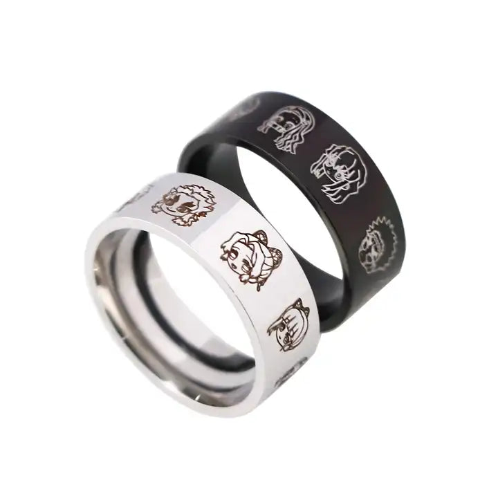 Firangi Yarn Anime Black Stainless Steel Accessories Ring For Men (Free Size)