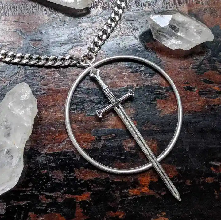 Firangi Yarn Men's Metal Chain Sword Pendant Choker Thick Chain Necklace Jewellery