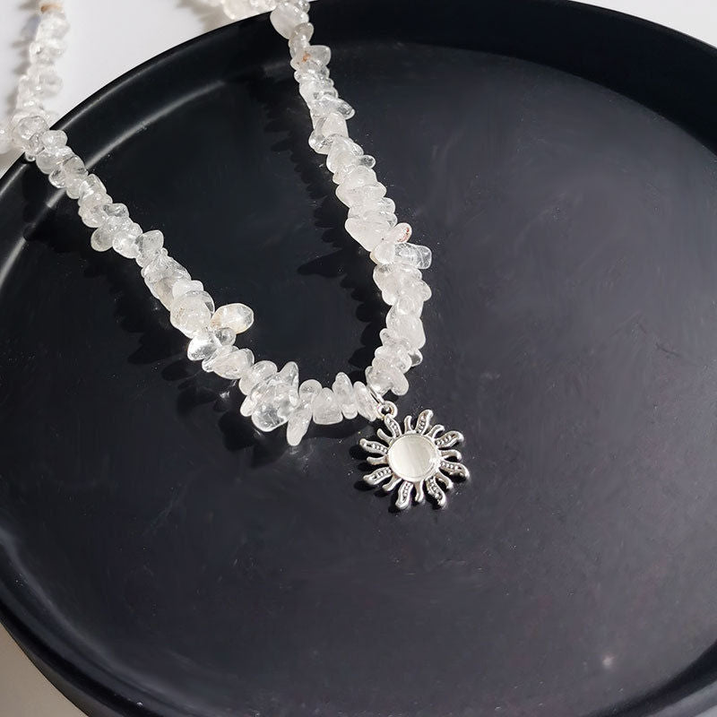 Luxury Irregular Crushed Stone Sunflower Collarbone Necklace Men-Daily Accessories by Firangi Yarn
