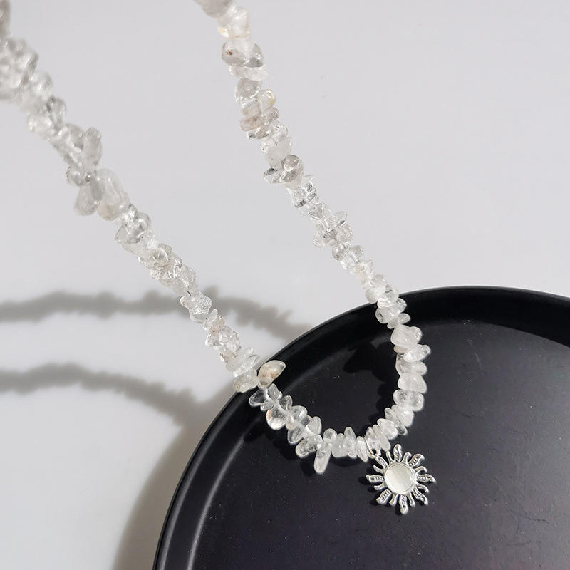 Luxury Irregular Crushed Stone Sunflower Collarbone Necklace Men-Daily Accessories by Firangi Yarn