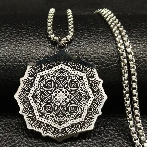 Firangi Yarn Men's Metal Chain Mandala Flower of Life Stainless Jewelery