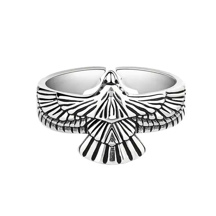 Firangi Yarn Eagles Copper Ring Silver for Men (Size 19)