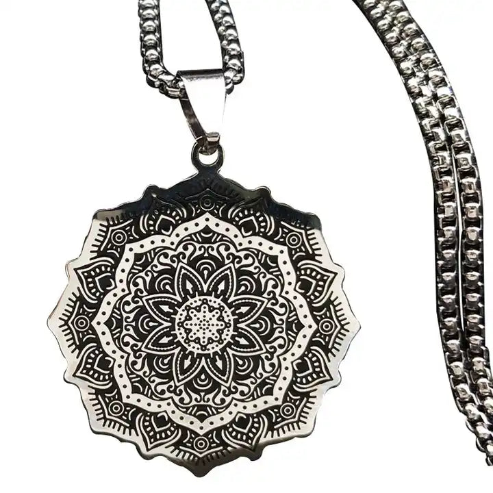 Firangi Yarn Men's Metal Chain Mandala Flower of Life Stainless Jewelery
