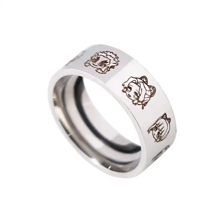 Firangi Yarn Anime Silver Stainless Steel Accessories Ring For Men (Free Size)