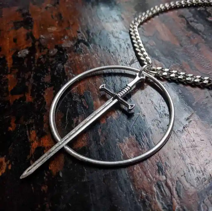 Firangi Yarn Men's Metal Chain Sword Pendant Choker Thick Chain Necklace Jewellery