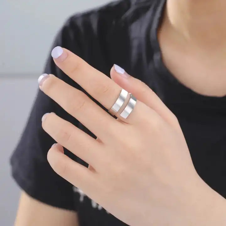 Firangi Yarn Adjustable Geometric Finger Rings For Men in Silver