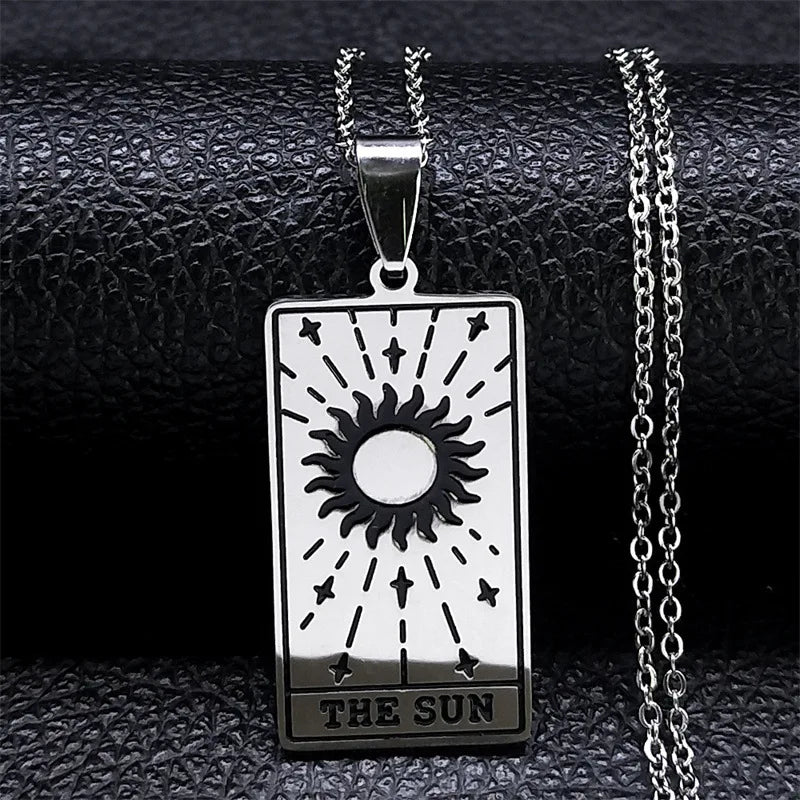 Firangi Yarn Men's Metal Chain Zircon Sun Lucky Amulet Silver Color Necklace Jewelry