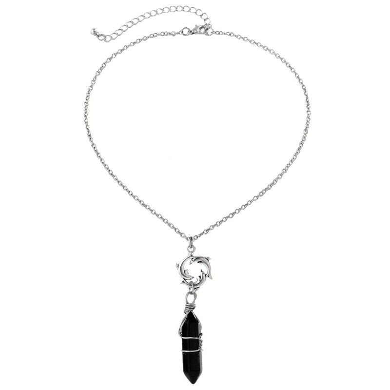 Firangi Yarn Natural Stone Pendant Necklace Bullet Shape Black For Men
