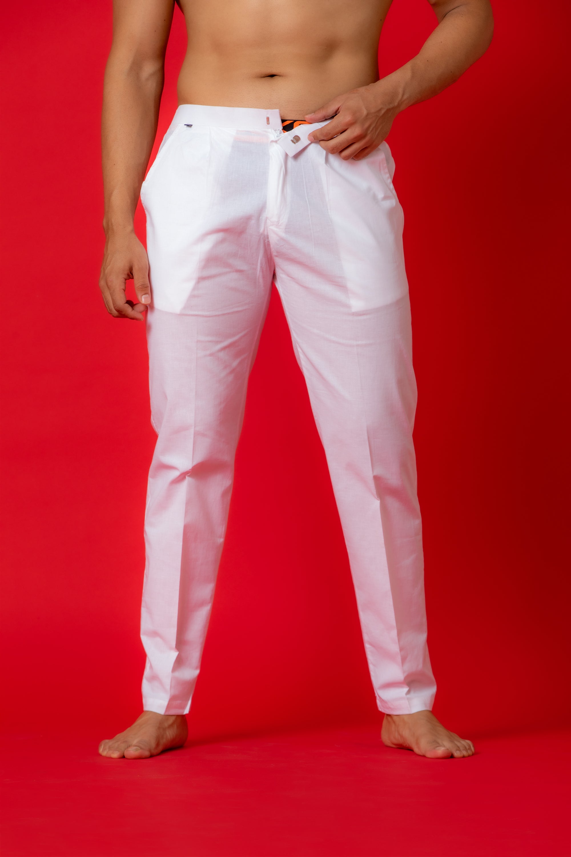 Pyjama/Pajama Style Pants in White For Kurtas and Chikankari Shirts with  Stretcheable Waist Band