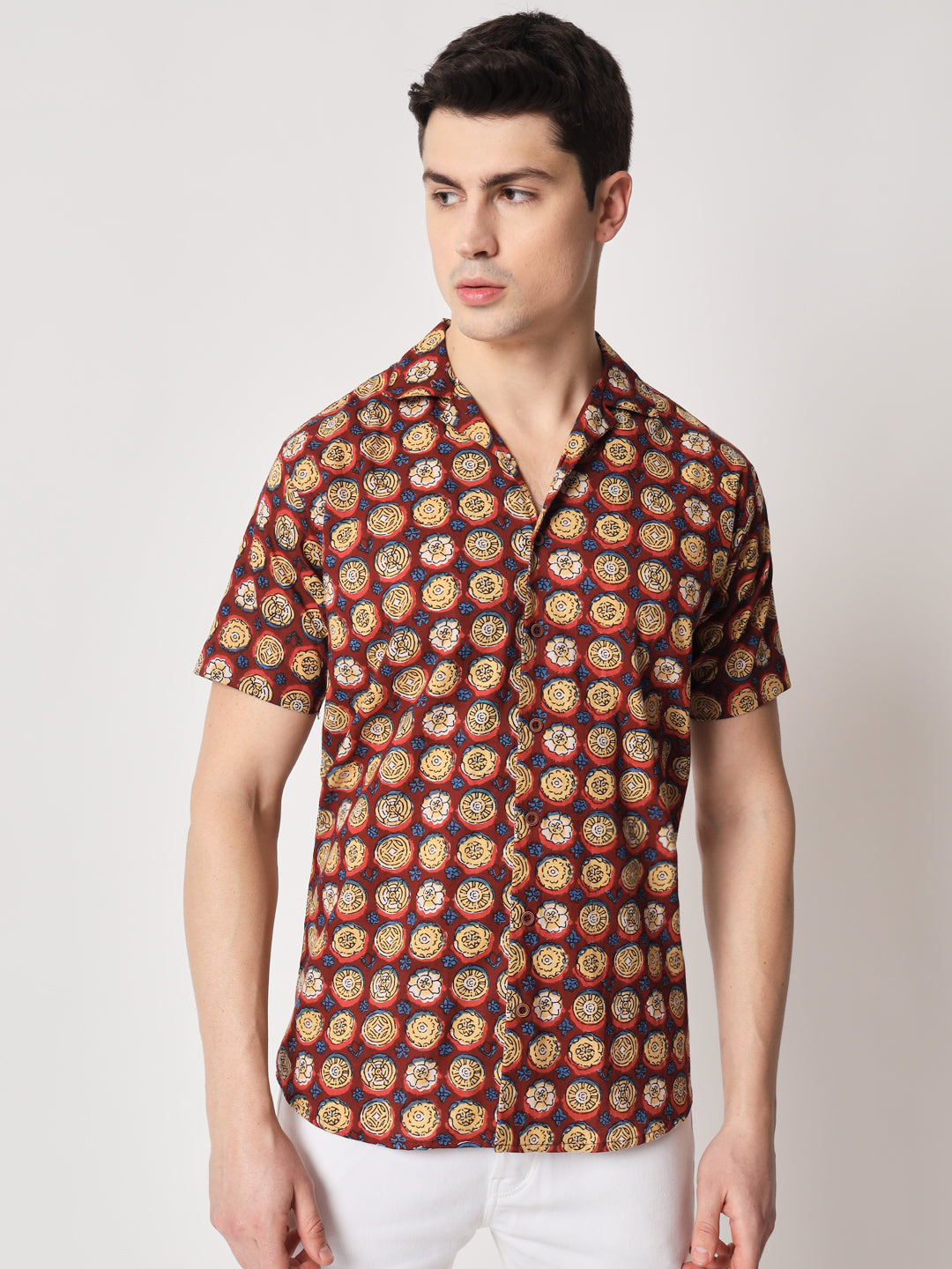 Firangi Yarn 100% Jaipuri Cotton Resort Cuban Collar Casual Shirt Multi-Color
