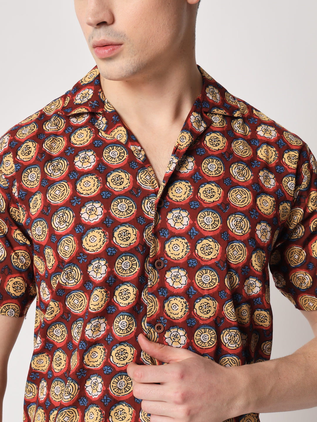 Firangi Yarn 100% Jaipuri Cotton Resort Cuban Collar Casual Shirt Multi-Color
