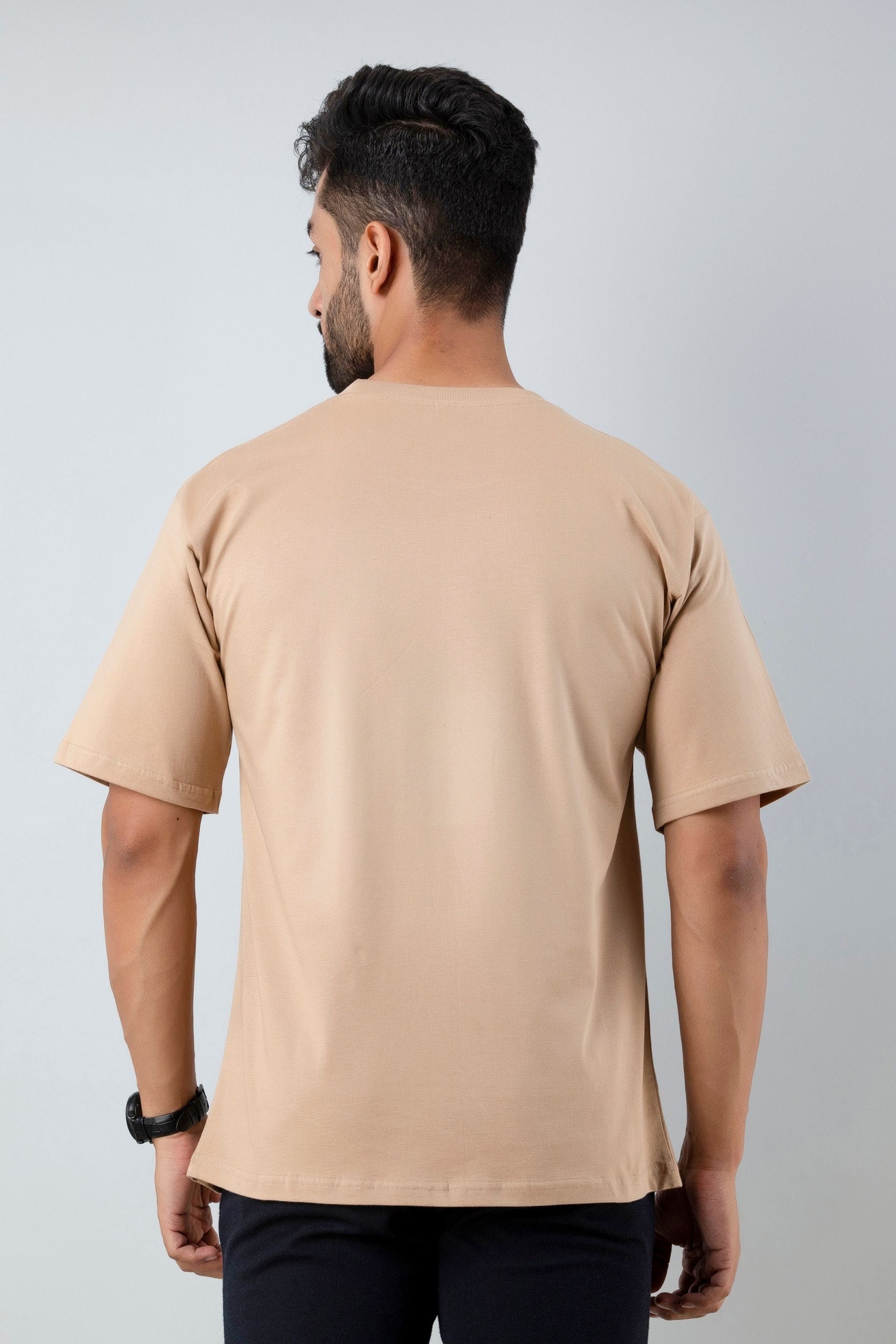 Firangi Yarn Oversize Tshirt in Coffee Brown/Taupe With Coffee Love Print (Baggy Tee)