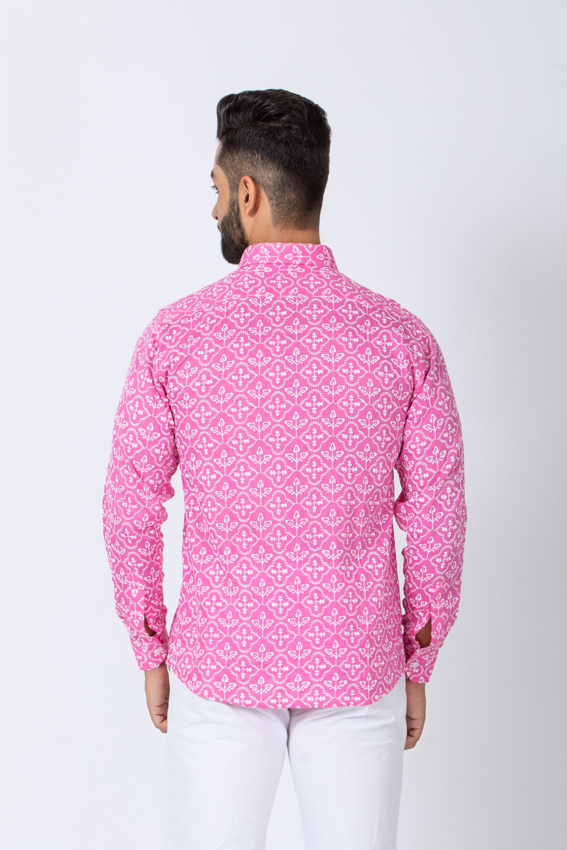 Firangi Yarn Super Soft Full Sleeves Chikankari Schiffli Embroided Men's Shirt