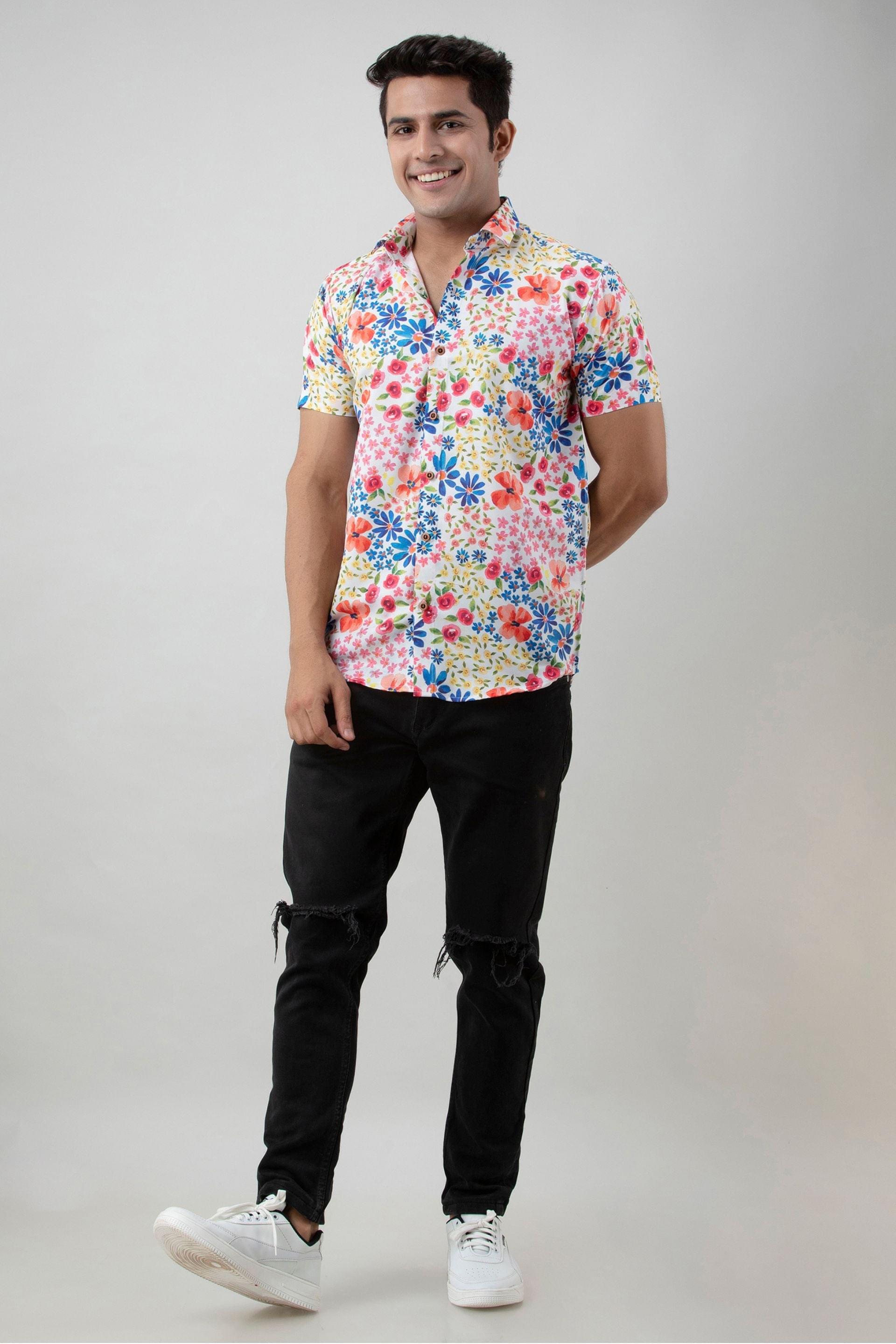 Firangi Yarn Acuarela Multi-color Floral Printed Casual Shirt